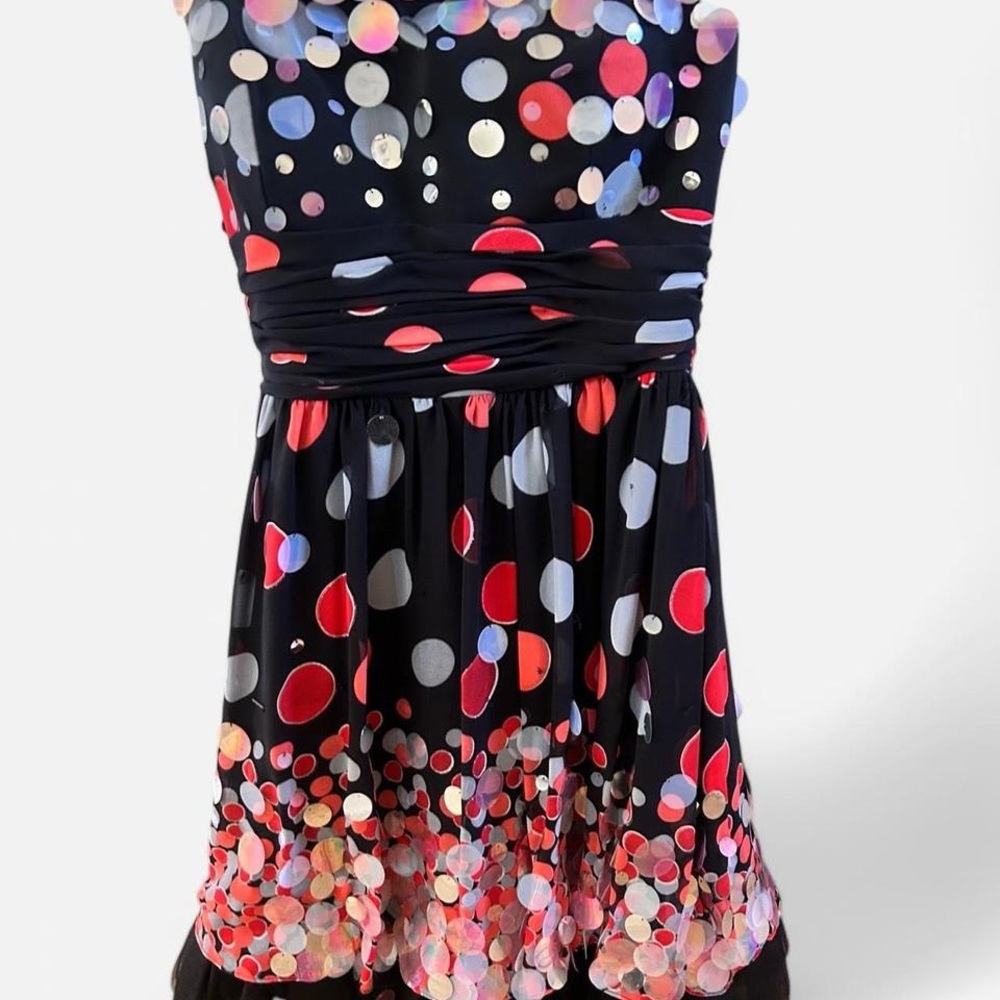 Jasmine Black and Multicolor Polka Dot Mini Dress